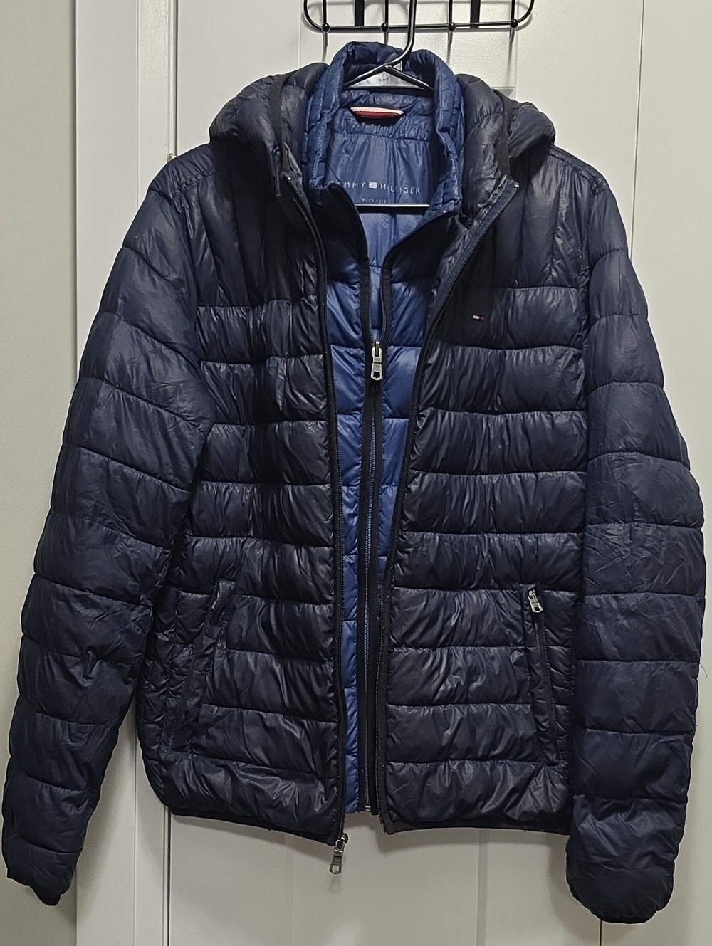 Tommy Hilfiger Men's Navy Hooded Quilted Puffer Jacket